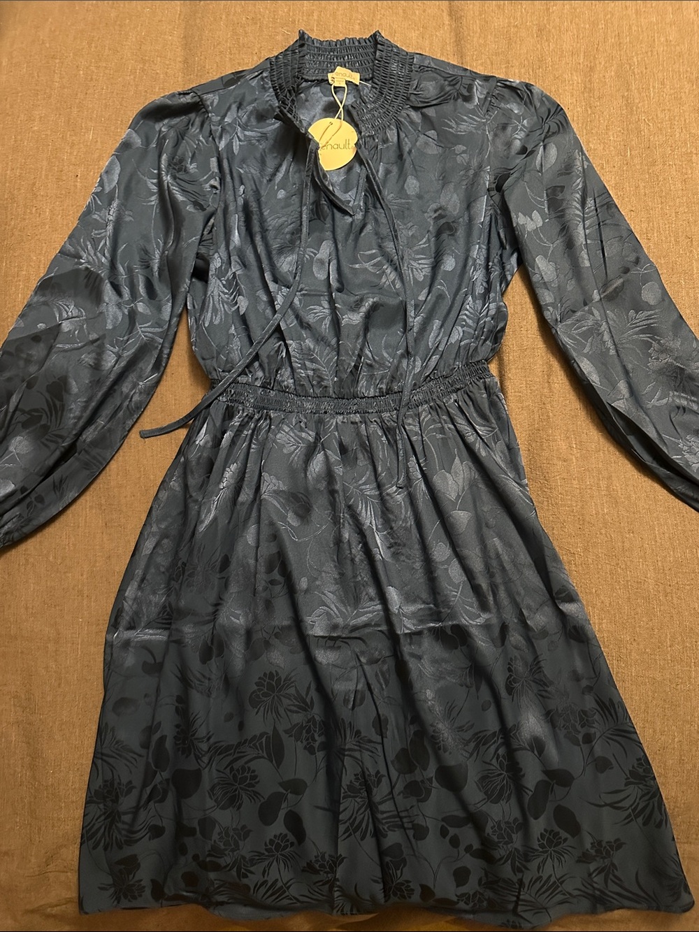 Chenault Navy Floral Jacquard Blouse